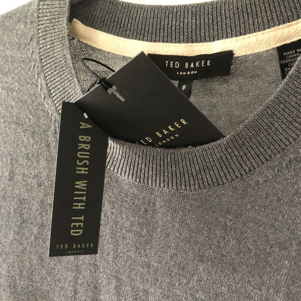 NWT TED BAKER Cardiff Wool Crewneck Sweater Embroidered Logo XXL MSRP $150 - Picture 8 of 10
